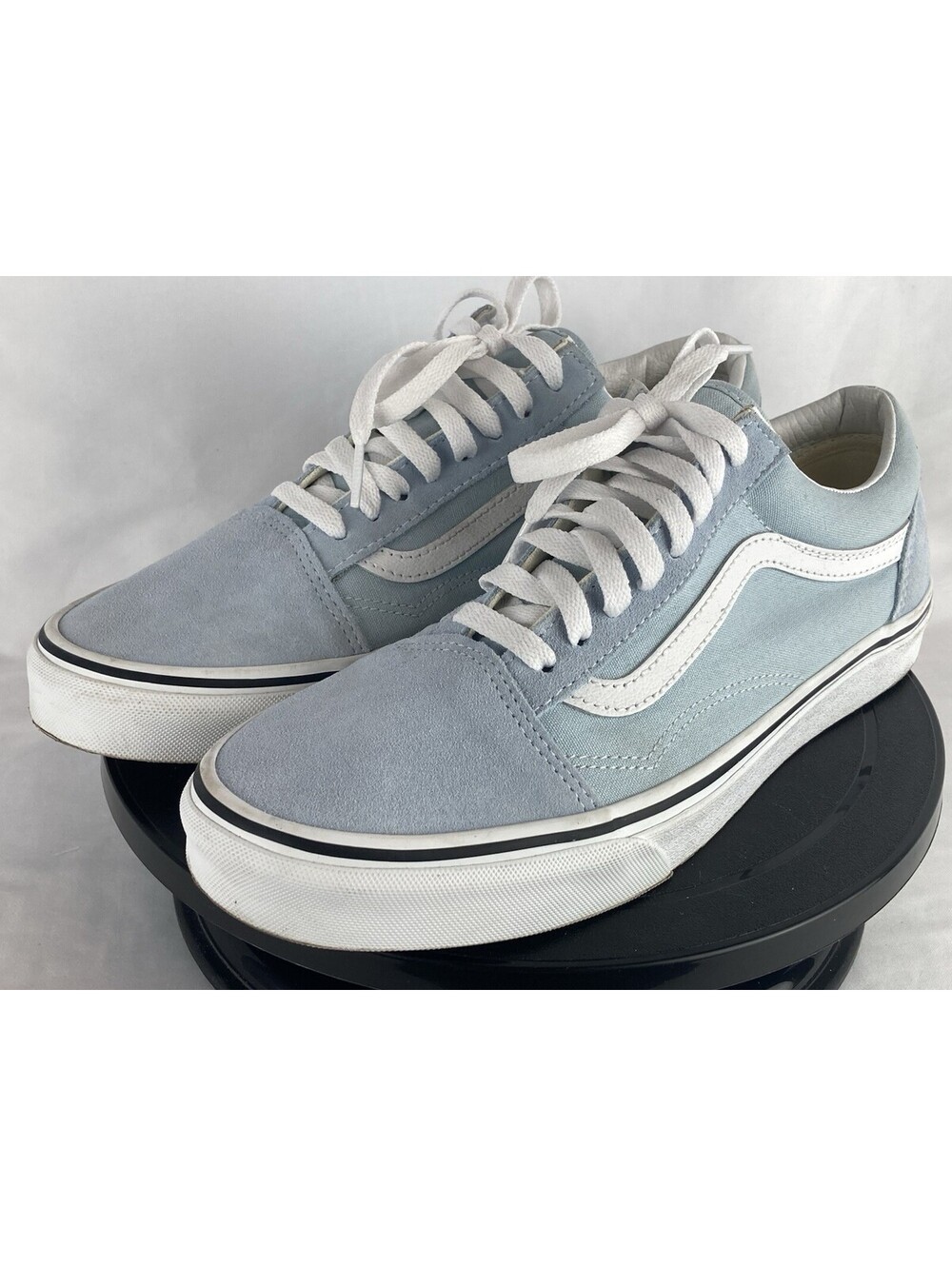 Mens 9 Womens 10.5 Vans Old Skool Light Blue Canvas Suede Low Top Sneakers Shoes